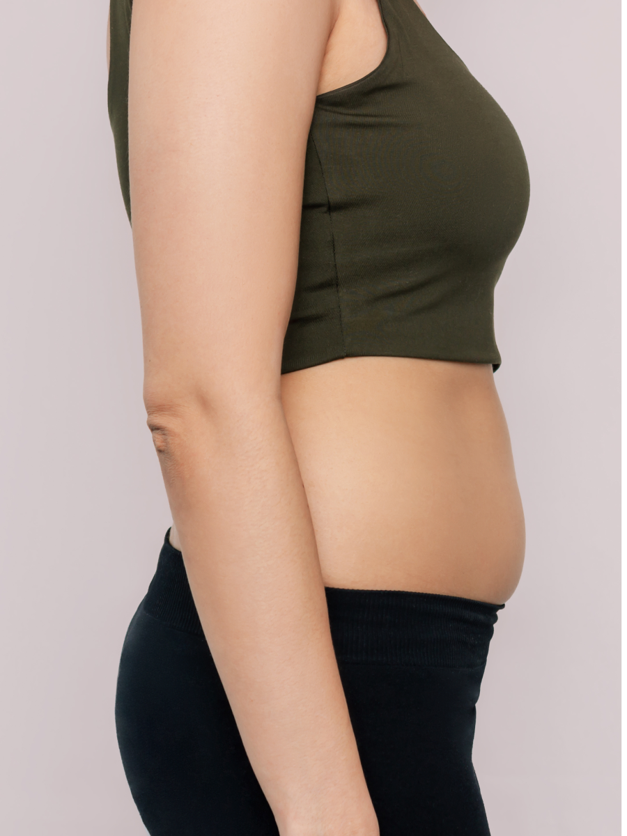 Side view of woman in workout attire.