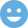 Blue smiling face emoji on black background.